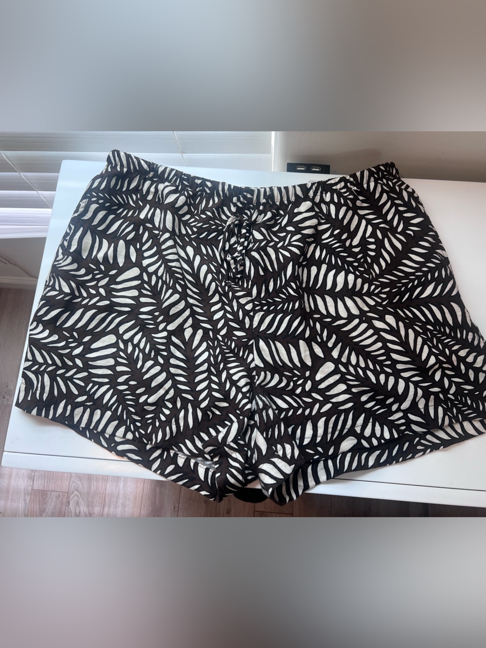 H&M Black & White Leaf-Pattern Swim Sarong